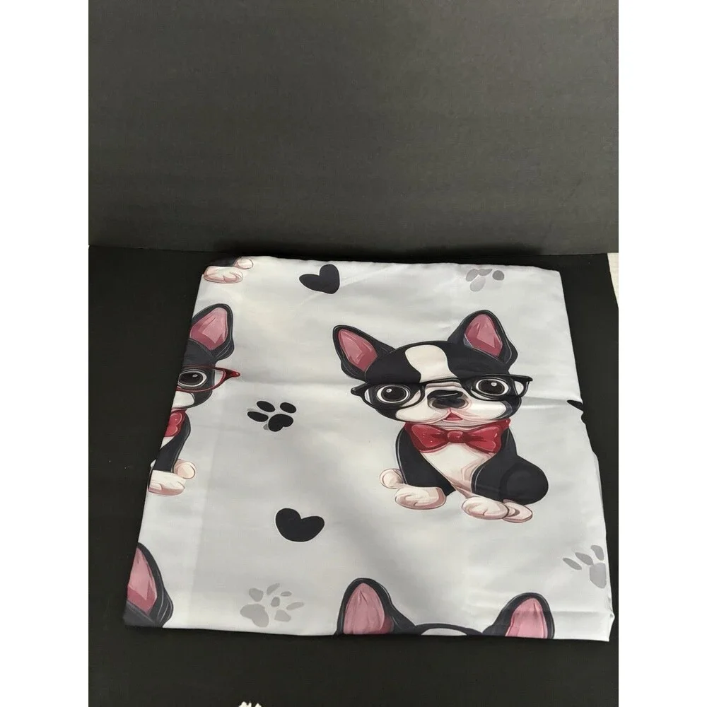 Frenchie dog Theme Print Bedding full size bottom Sheet 2 matching pillow cases
